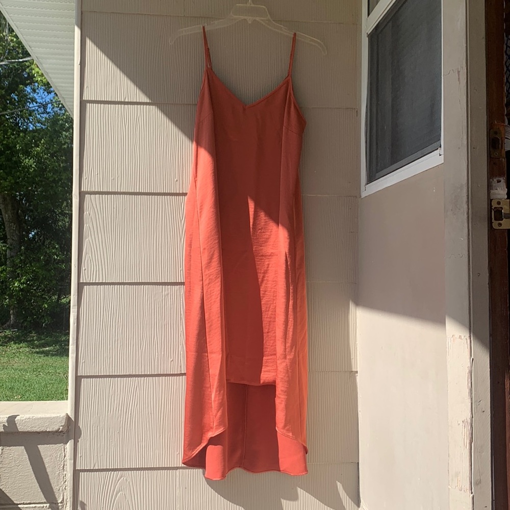 Anthropologie Coral High-Low Slip Dress